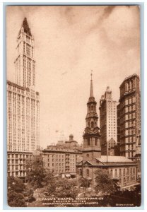 c1915 St. Paul's Chapel Trinity Parish Broadway Celebration Schedule CA Postcard