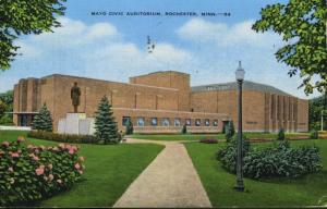 Mayo Civic Auditorium Rochester MN Minn Mayo Park Dr Charles Mayo Postcard E1