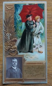 France, Lefevre Utile (LU) Biscuits, Coquelin Aine advertising card, 9 x 17cm.