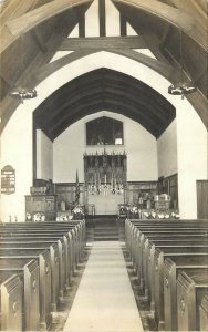 c1930 RPPC Postcard Interior St. Thomas Episcopal Church, Camden ME Knox County