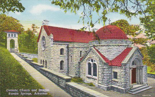 Arkansas Eureka Springs Catholic Church and Steeple Curteich