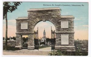 Entrance St Joseph Cemetery Johnstown Pennsylvania 1910c postcard