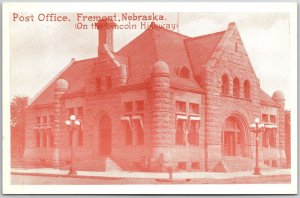 Fremont Nebraska NE, Post Office Building, Lincoln Highway, Vintage Postcard
