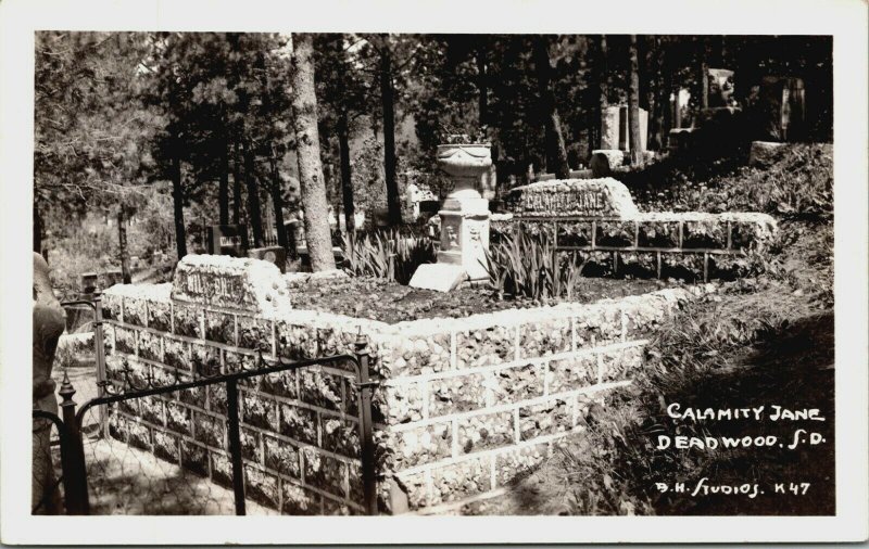 RPPC Calamity Jane Grave Cemetery Deadwood South Dakota Real Photo Postcard EKC