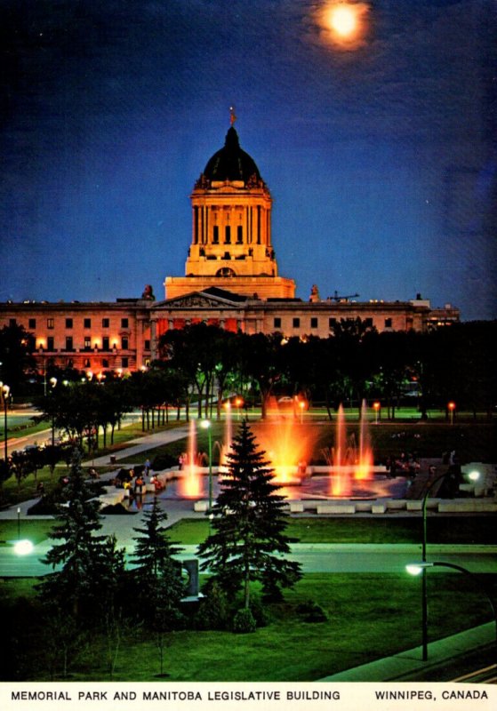 Canada Winnipeg Memorial Park and Manitoba Legislative Building At Night