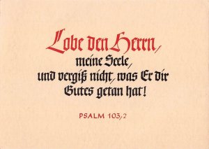 LOBE DEN HERRN-PRAISE THE LORD~GERMAN BIBLE VERSE- PSALM 103.2 POSTCARD