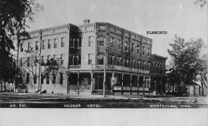 MONTEZUMA, IOWA HAUSER HOTEL-1908 RPPC REAL PHOTO POSTCARD