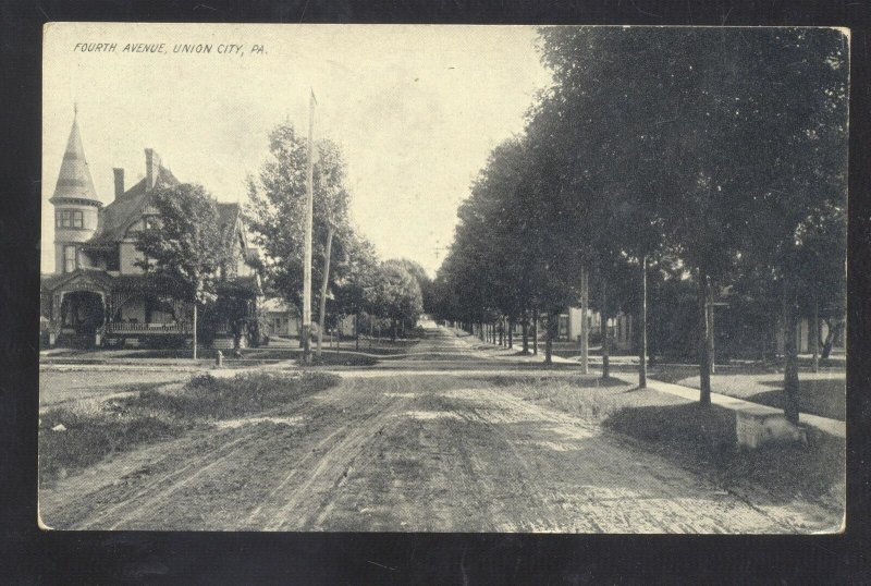 UNION CITY PENNSYLVANIA PA. FOURTH STREET SCENE RESIDENCE VINTAGE POSTCARD