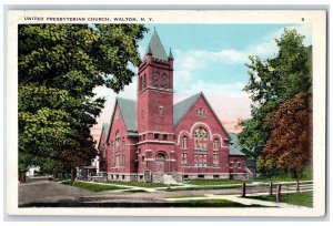 1933 United Presbyterian Church Exterior View Walton New York NY Posted Postcard