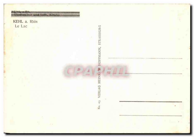 Old Postcard Kehl Rhine Lake