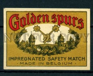 500753 BELGIUM Golden spurs Vintage match label