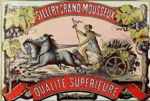 Vintage Bottle Label Sillery Grand Mousseux Qualite Superieure Horses Chariot *B