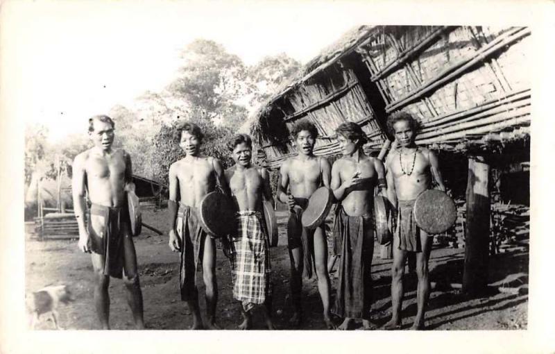 Balat Ies Mois New Caledonia Warriors Natives Real Photo Antique Postcard J61419