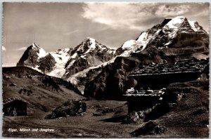 Eiger Monch Und Jungfrau Lauterbrunnen Switzerland Real Photo RPPC Postcard