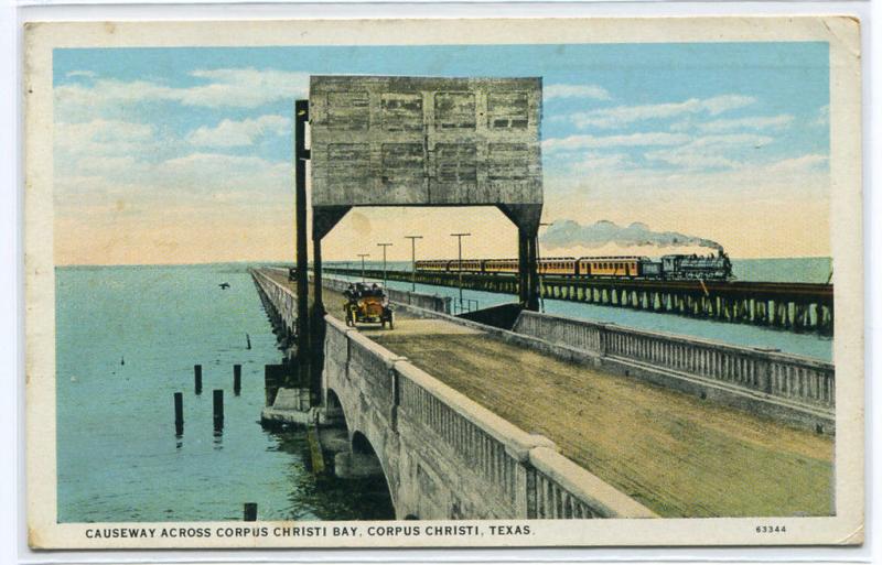 Railroad Road Causeway Corpus Christi Texas 1928 postcard