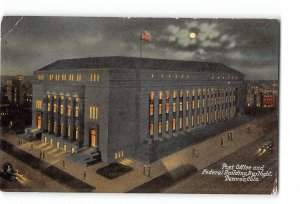 Denver Colorado CO Postcard 1907-1915 Post Office and Federal Building by Night