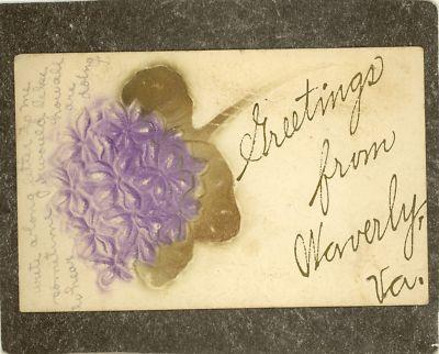 WAVERLY VA VIRGINIA LARGE LETTER GREETING 1910 Postcard