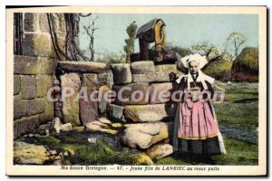 Old Postcard My sweet Brittany girl Lanriec the old well