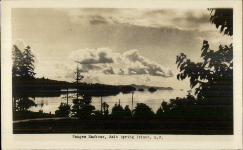 Ganges Harbor Salt Spring Island BC British Columbia Real Photo Postcard