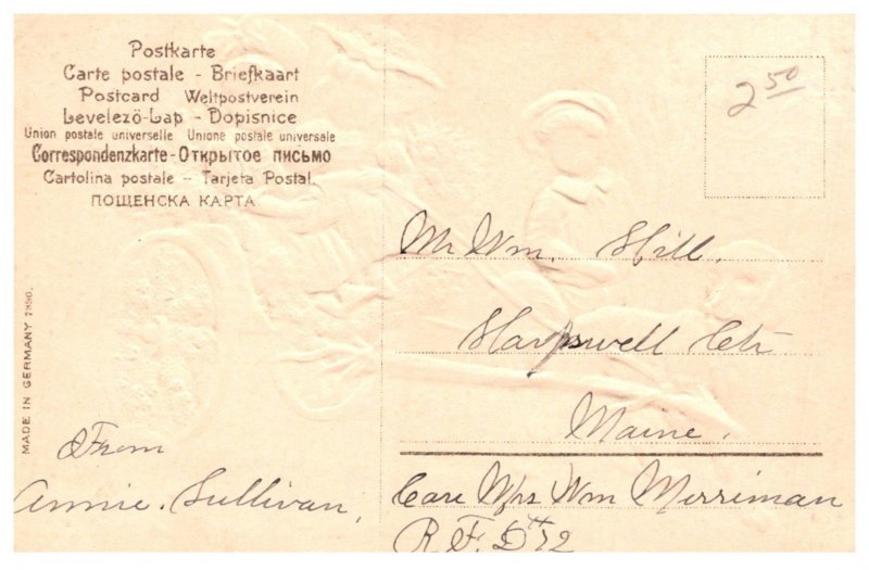 Dog , Victorian Girls pulled in cart