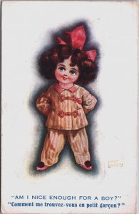 Am I Nice Enough For A Boy? Girl Artist Signed Fred Spurgin Postcard C071