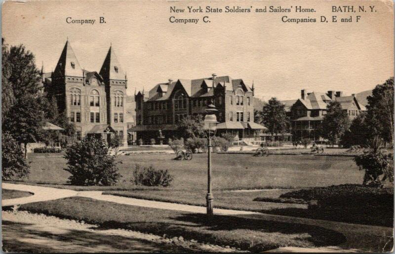 Bath New York~Civil War Soldiers & Sailors Home~Company B C D E F Buildings~1910 