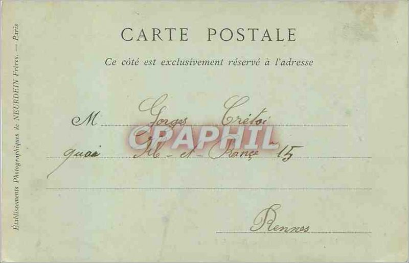 Old Postcard Window View from the Road Rennes