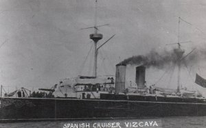 RPPC Spanish Navy cruiser Vizcaya Battle Santiago Cuba Spanish American War