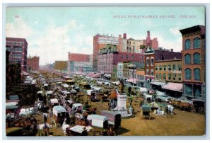 c1940's Scene In Haymarket Square Carriages Scene Chicago OH Unposted Postcard