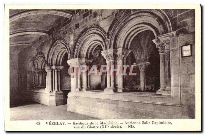 Old Postcard Vezelay Basilica Madeleine Old Hall Capitular cloister view