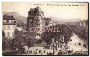 Old Postcard Marseille L & # 39Avenue Prado View of the Place Castellane Tramway