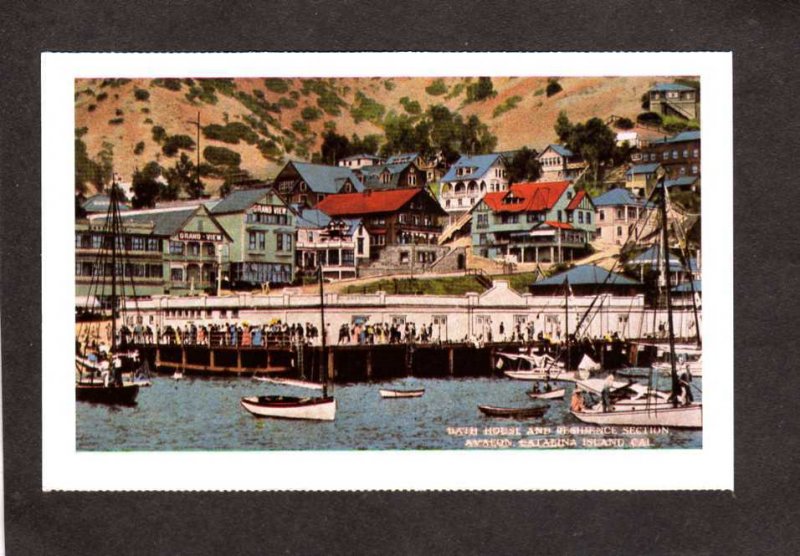 CA Bath House Boats  Avalon Catalina Island California Reprint Postcard