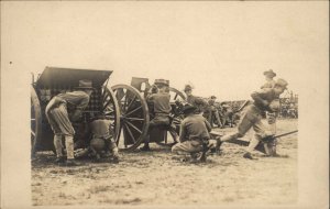 Sea Girt NJ on Back - Army Soldiers Train Loading Cannons Real Photo Postcard