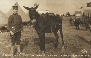 Camp Deneen Illinois Gun Mule Machine Gun Platoon Artillery Weapons c1910 RPPC