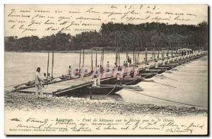 Old Postcard Army Avignon boats bridge over the Rhone by the 7th Genie