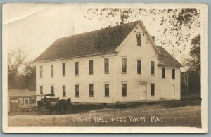 MINOT ME GRANGE HALL WEST ANTIQUE REAL PHOTO POSTCARD RPPC