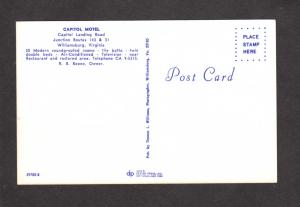 VA Capitol Motel Landing Rd Williamsburg Virginia Postcard R B Keene