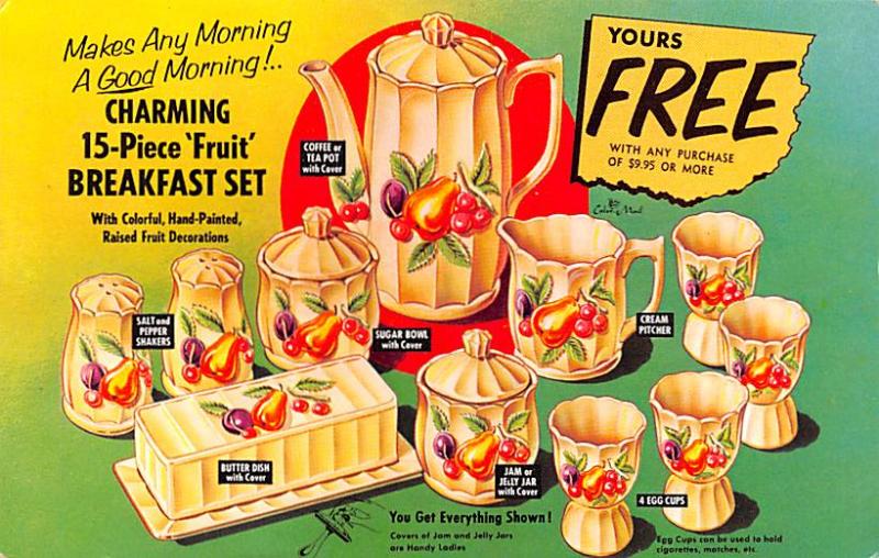 Breakfast Set Advertising Typing on back 