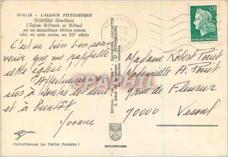 Modern Postcard Rosheim (Bas Rhin) Alsace The picturesque Church of St Peter ...