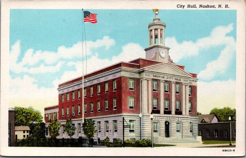 City Hall Nashua New Hampshire Vintage Postcard C068