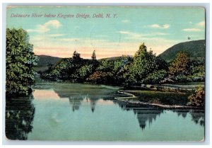 1912 Delaware River Below Kingston Bridge Delhi New York NY Antique Postcard 
