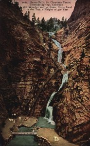 Vintage Postcard Seven Falls Massive Walls South Cheyenne Canon Colorado Springs