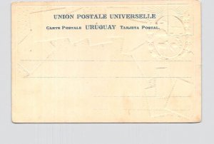 PPC POSTCARD URUGUAY STAMPS POSTAGE COAT OF ARMS EMBOSSED UNDIVIDED BACK #2