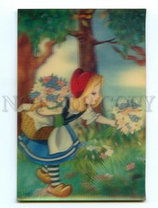 498269 1990 Gurova cartoon Little Red Riding Hood lenticular 3D Pocket CALENDAR