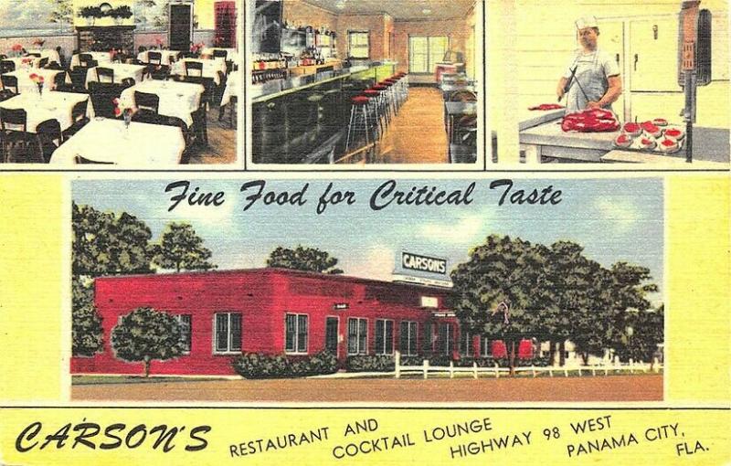 Panama City FL Carson's Restaurant Cocktail Lounge Multi-View Linen Postcard