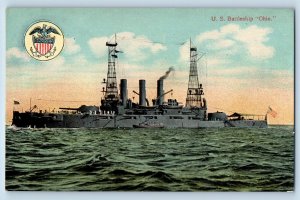 Ohio Postcard US Battleship Steamer Navy Warship World War  1910 Vintage Antique