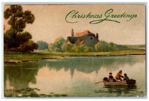 1906 Christmas Greetings The Return to the Farm Tuck Art Antique Postcard