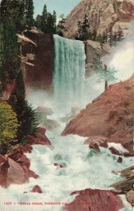c.1909 Vernal Falls Yosemite Valley California Hand Colored Postcard 2T6-562