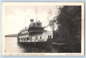 Muskoka Ontario Canada Postcard Str. Sagamo At Natural Park c1930's Vintage