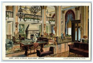 c1930's Lobby Hotel Hotel La Salle South Bend Indiana IN Vintage Postcard